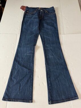 7 For All Mankind Dark Indigo Flare Wide-Leg Apocket Jeans